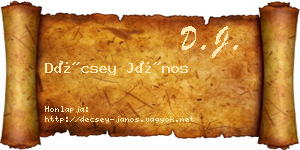 Décsey János névjegykártya