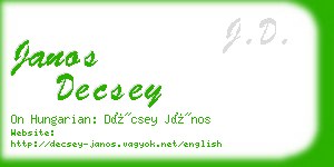 janos decsey business card